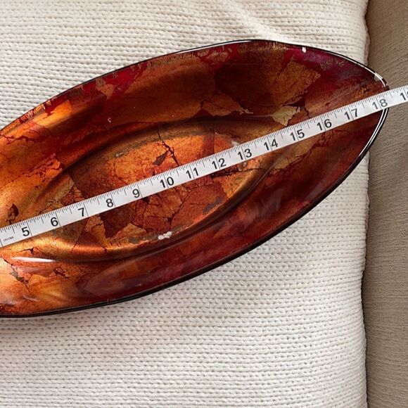 Vintage 70’s Glass Gold Leaf/Orange/ Centerpiece & Home Decor - Picture 14 of 16